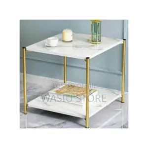 Photo - Marble Texture Wood Double Layer Coffee Table