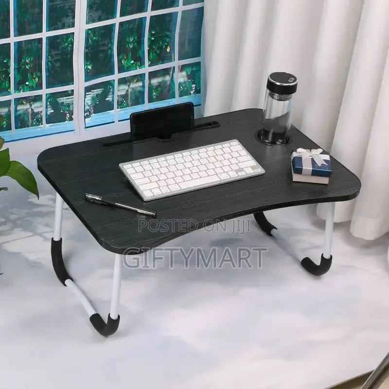 Foldable Laptop Table and Desk With Cup and Tablet Holder