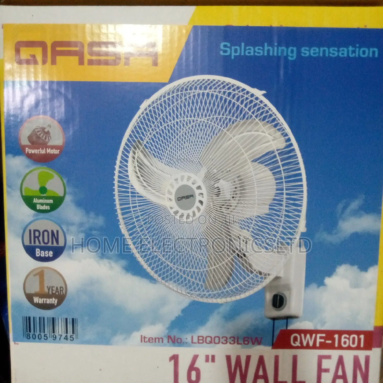 Qasa Wall Fan 16 Inches