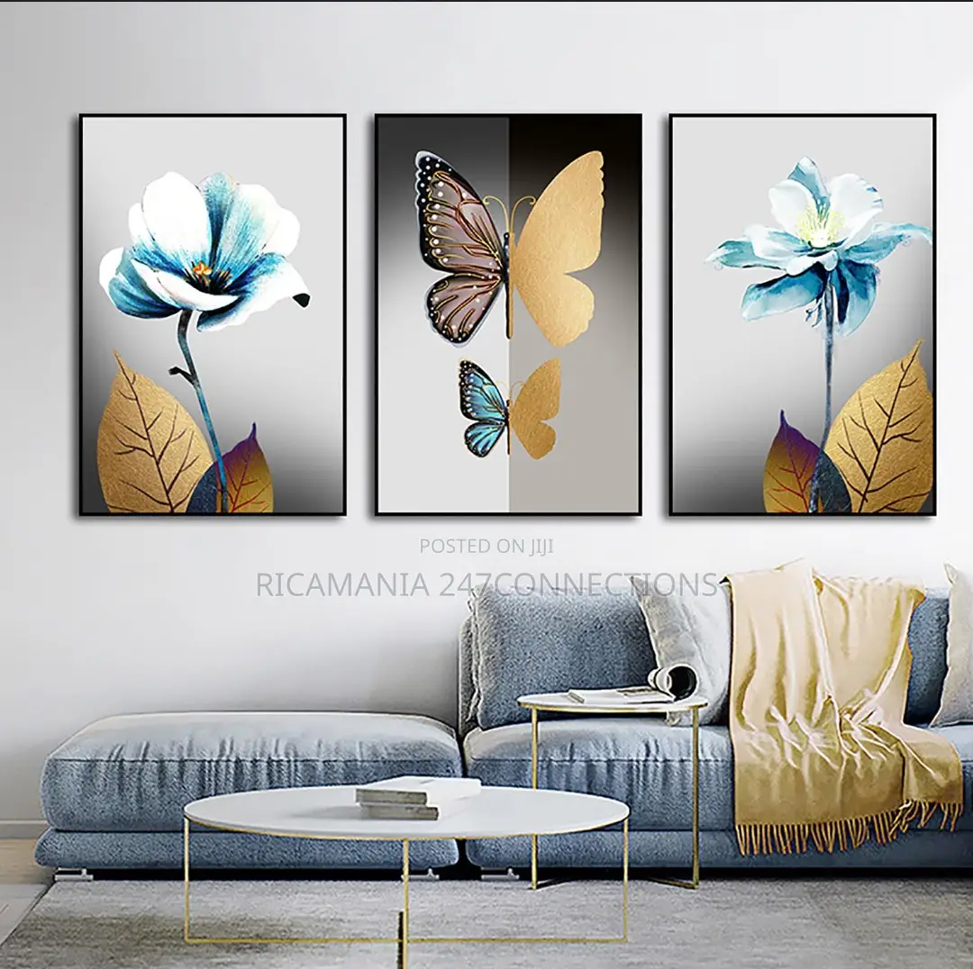Golden Butterfly Abstract Artwork Frames