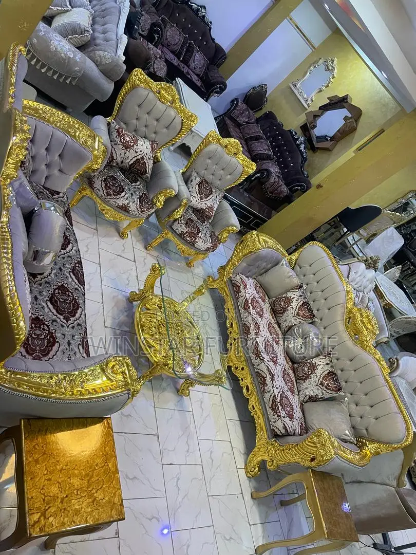 New Modern Royal Egyptian Sofa Chairs With Table and Stools