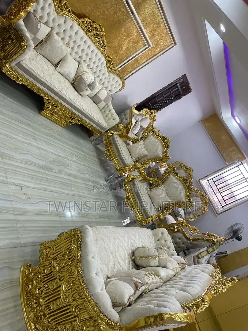 New Modern Royal Egyptian Sofa Chairs With Table and Stools
