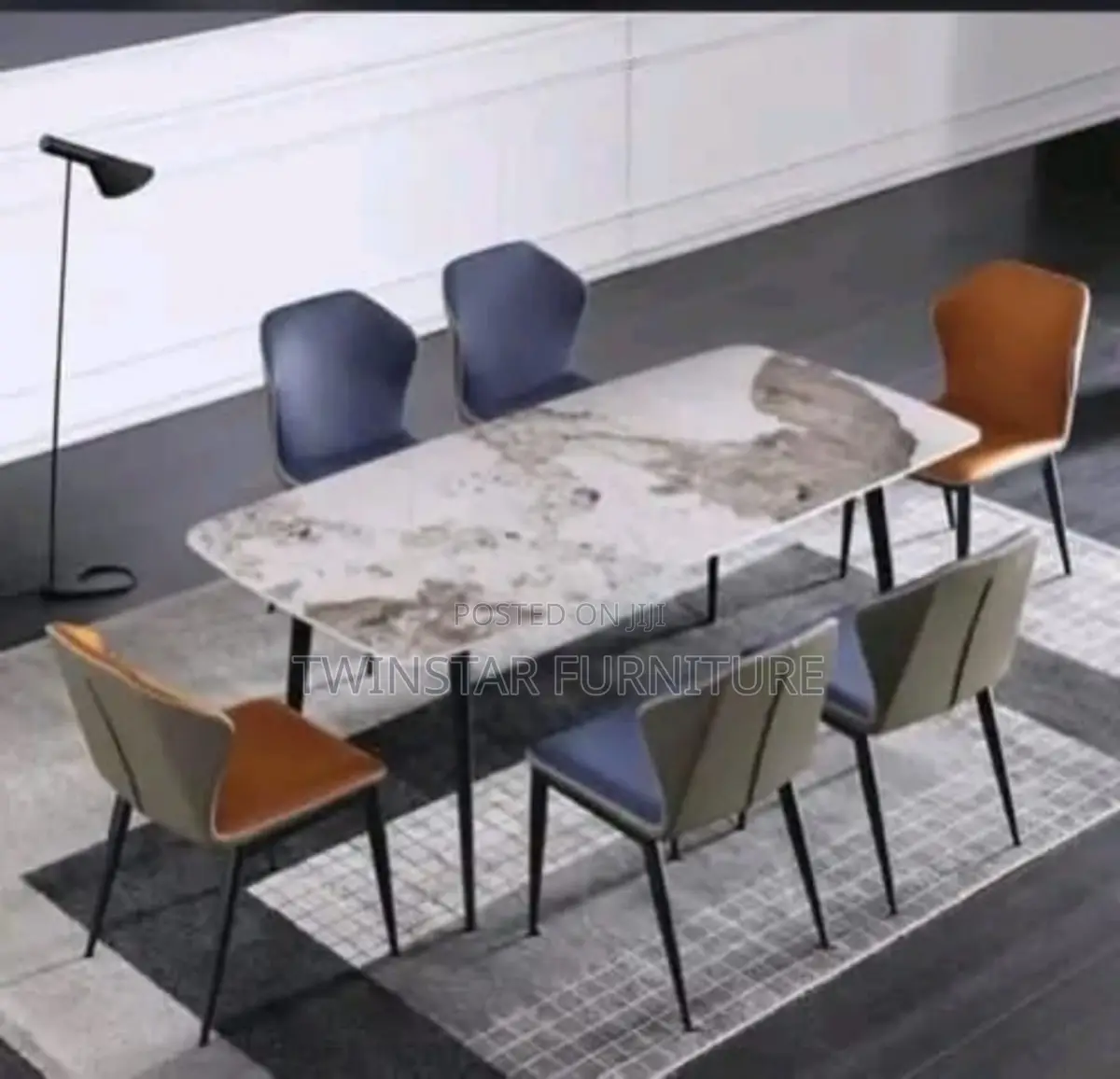 Modern Marble Top Dinning Table Set With 6 Chairs