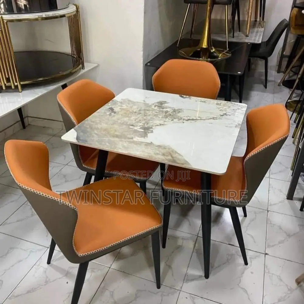 Modern Marble Top Dinning Table Set With 4 Chairs