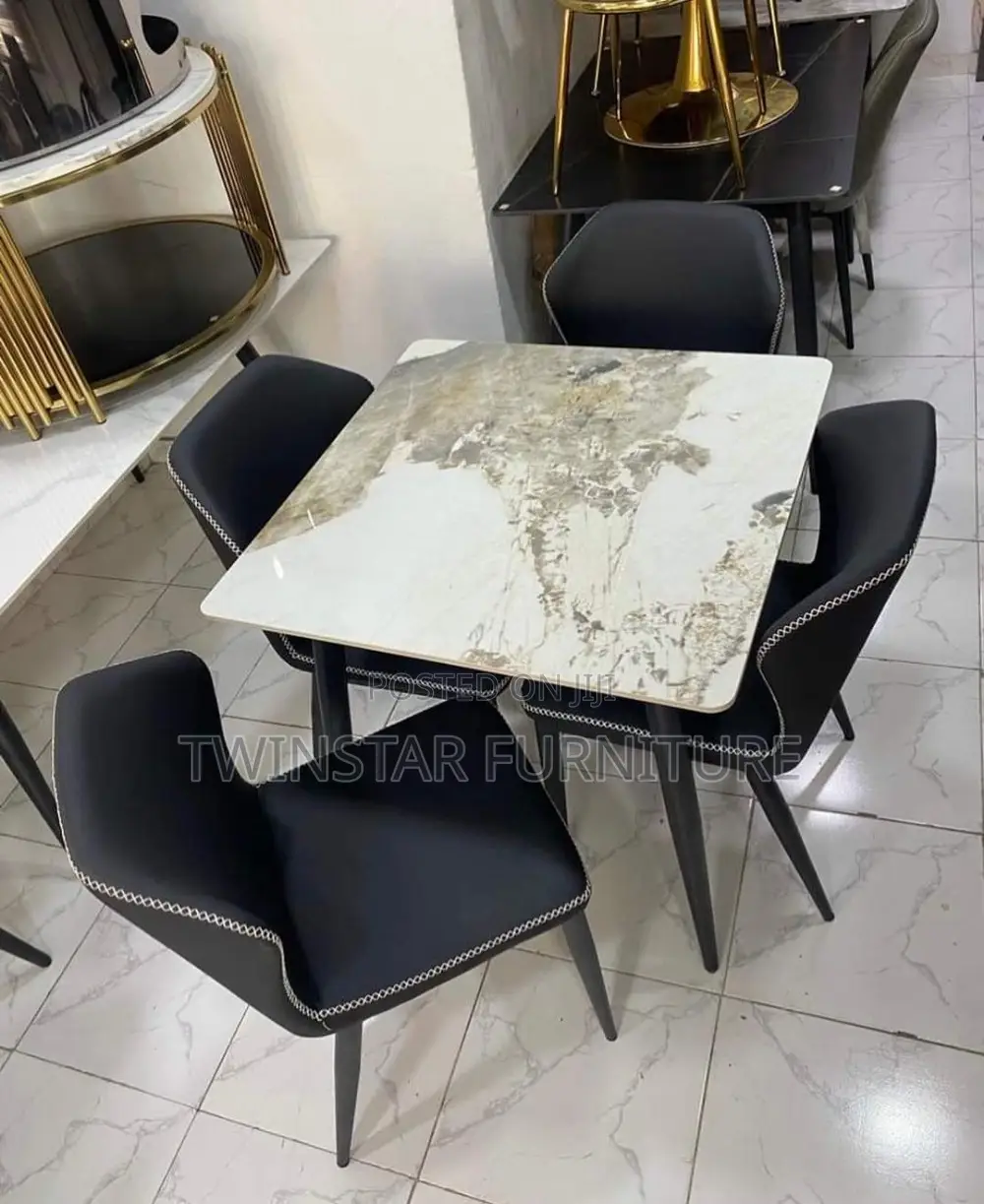Modern Marble Top Dinning Table Set With 4 Chairs