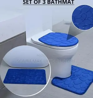 3 in 1 Toilet Mat + Pedestal Rug + Toilet Lid Cover -