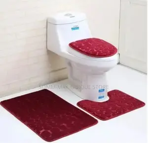 3 in 1 Toilet Mat + Pedestal Rug + Toilet Lid Cover -