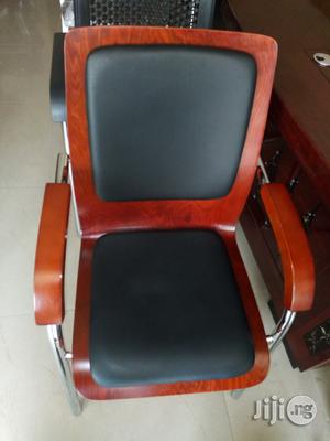 Wood and Leather Visitor's Chair