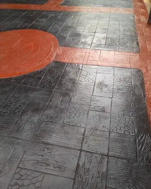 Black and Orange Stamped Concrete