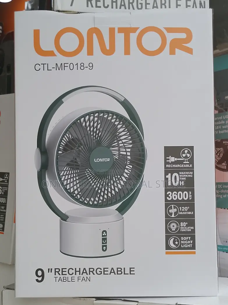 Lontor 9 Inches Portable Rotating Table Fan With Night Light