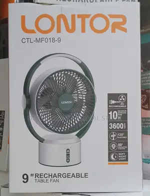 Lontor 9 Inches Portable Rotating Table Fan With Night Light