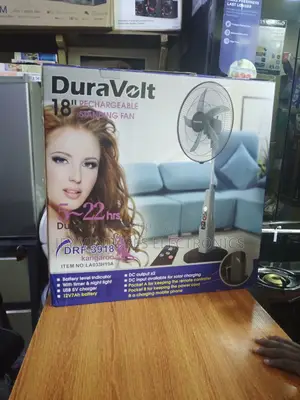 18" Duravolt Rechargeable Standing Fan With Five Blades.