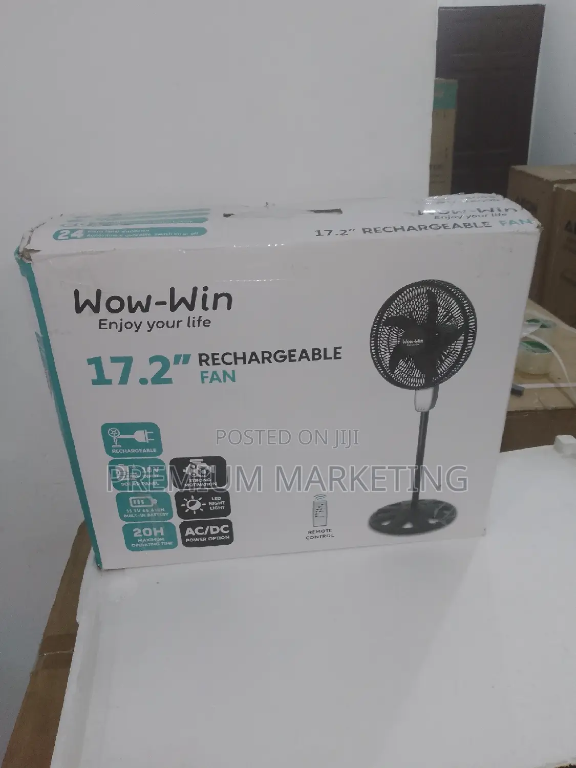 Original Wow-Win 17.2" Rechargeable Fan - Black