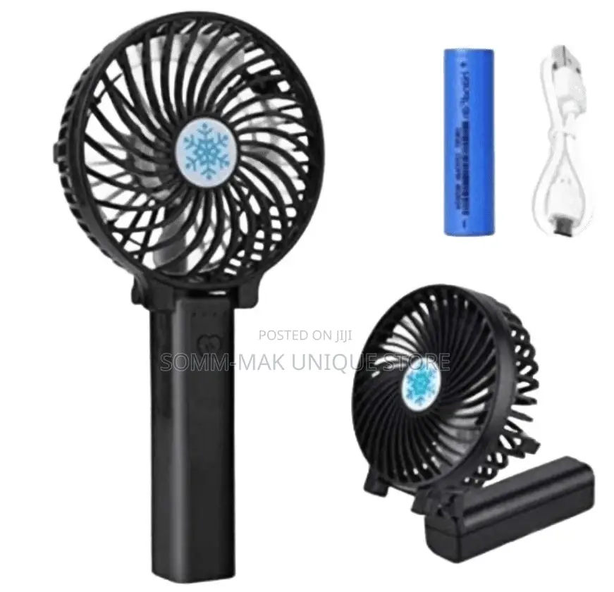 Mini Hand Rechargeable Fan- Black - 1300mah