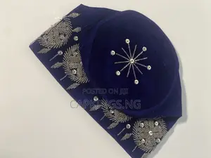 Photo - Blue Color Hand Beaded Cap for Real Men