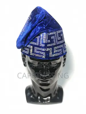 Photo - Stoned Yoruba Men Fila Cap for Native and Traditional Attire