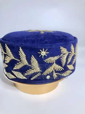 Photo - Blue Igbo Beaded Cap or Dakuku or Ozo Cap for Wedding Groom