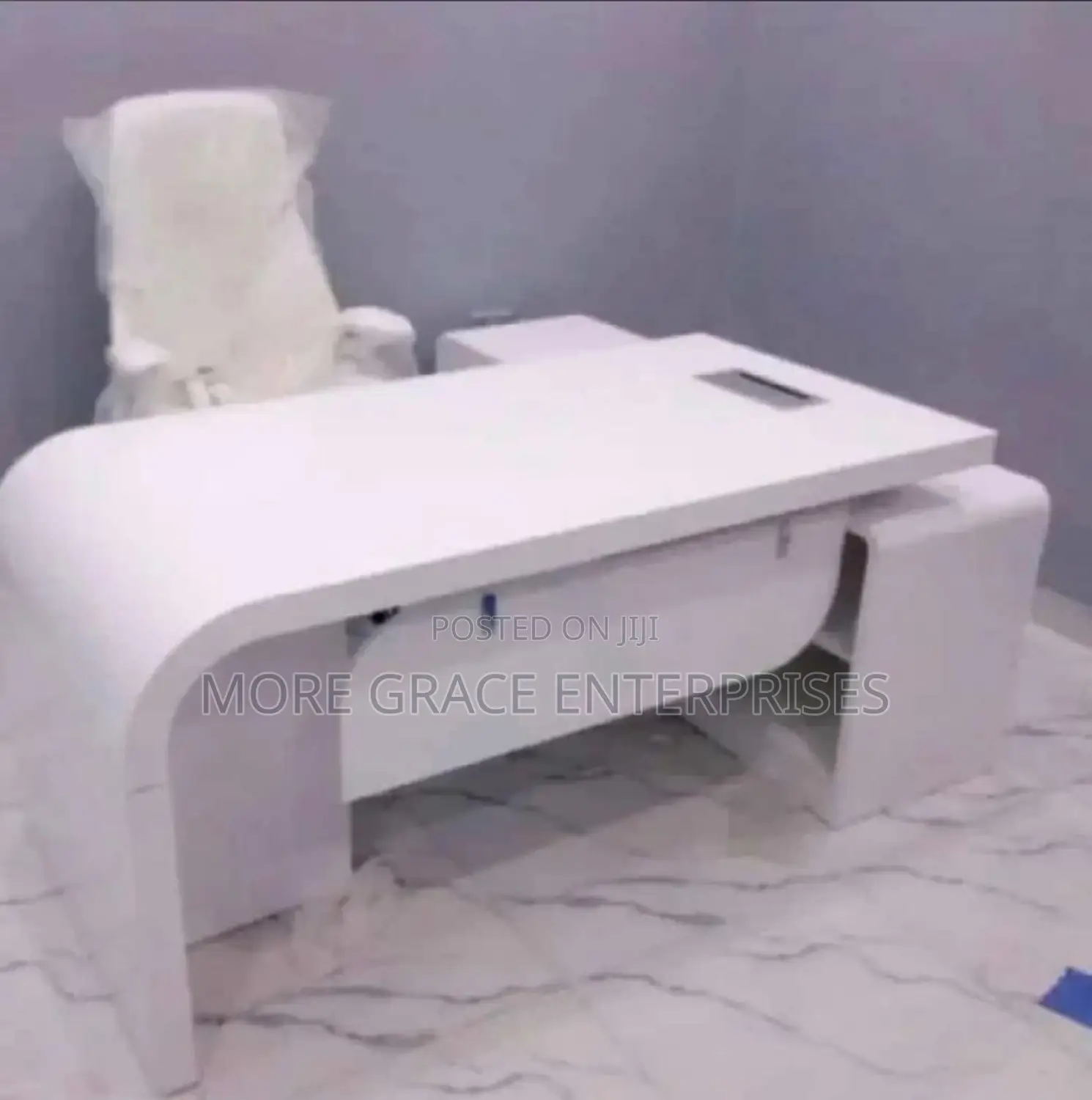 Executive White Office Table and Chair 1.6m