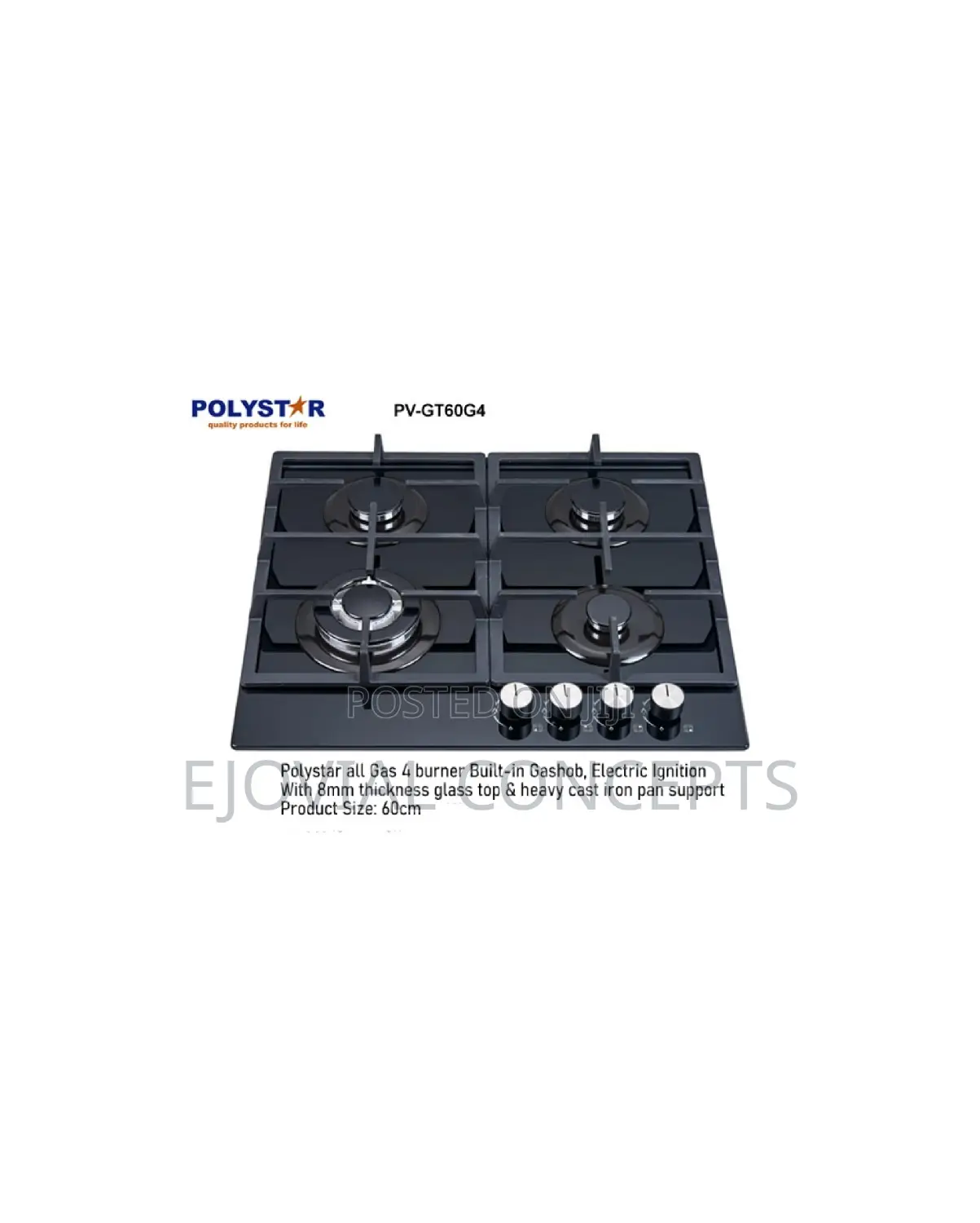 Polystar 4 Burner Built-in Gas Hob