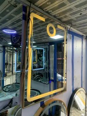 Led Mirror With Gold Light and Gold Frame