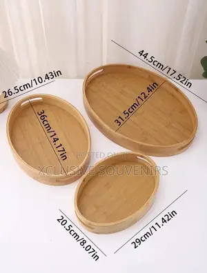 3in1 Decorative Bamboo Oval Serving Tray