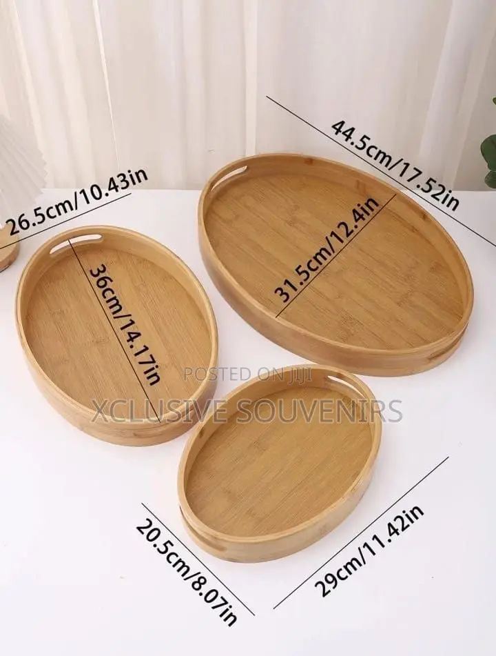 3in1 Decorative Bamboo Oval Serving Tray
