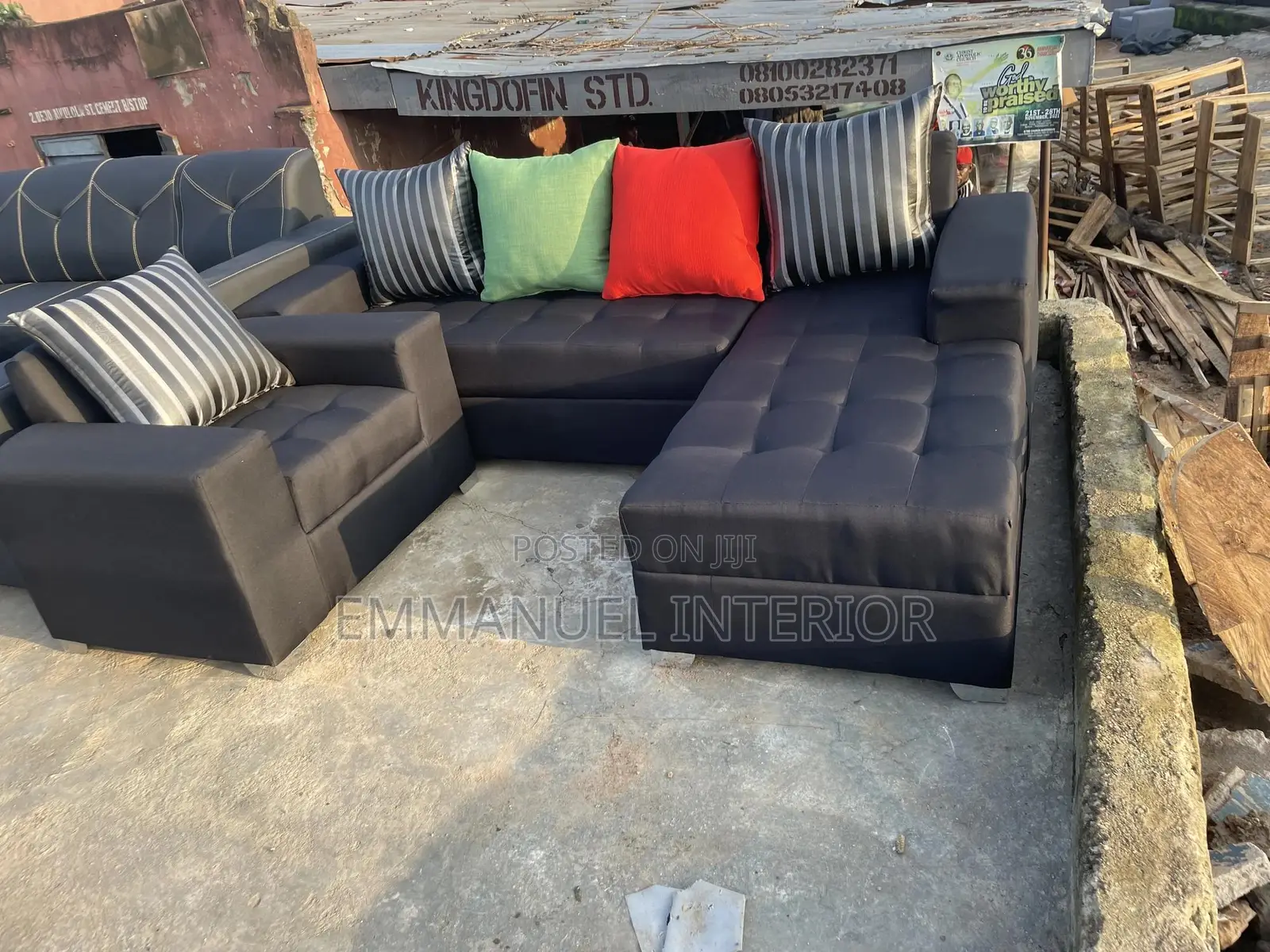 A Standard L Shape Sofa With Additional Single