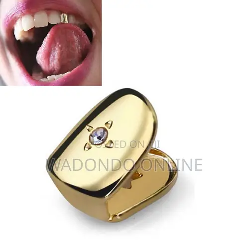 Single Tooth Cap Grillz Iced Out-gold