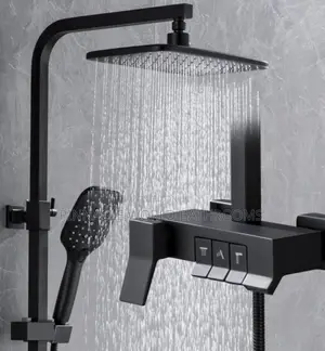 Black Square Hot and Cold Standing Shower Set