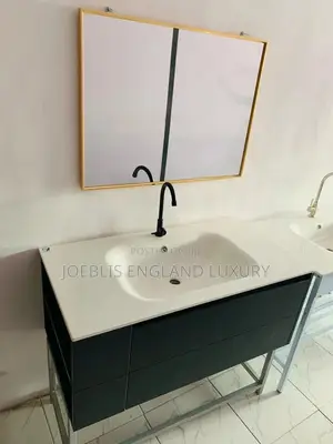By 120 PVC Cabinet With Plastic Basin With Frame Mirror