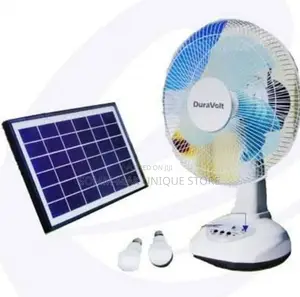 Duravolt 12 Inches Rechargeable Table Fan With Solar Panel