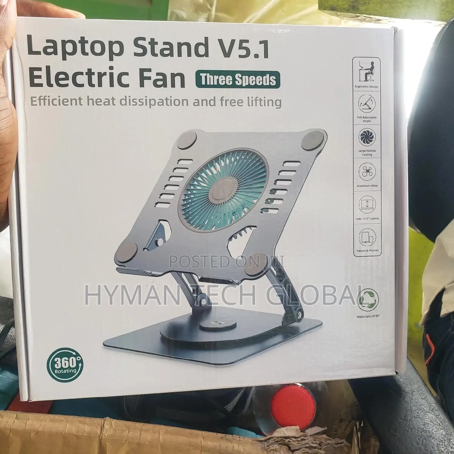 360 Rotating Laptop Stand With Cooling Fan