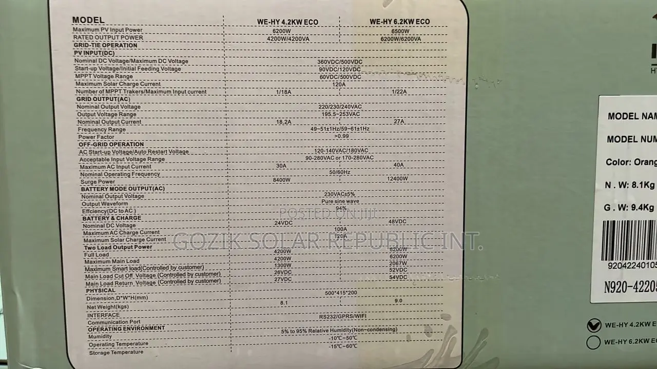 6.2kwh 48v Inverter