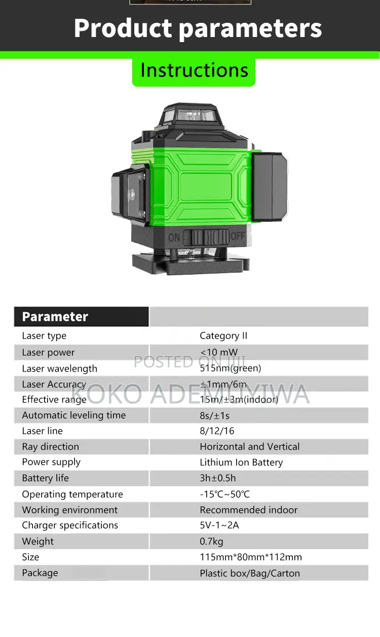 8 Lines 2D 360 Self-Leveling Laser Level.