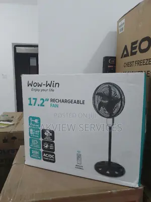 New in (17.2) Inches Wow Win Rechargeable Standing Fan