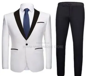 Photo - Trendy Elegant Wedding Tuxedo Men Suit - White and Black