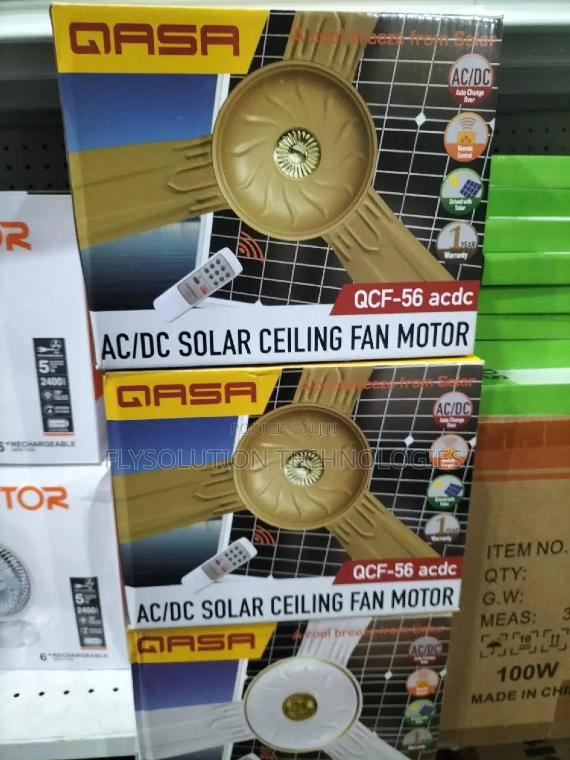 QASA AC/DC Solar Ceiling Fan + Remote