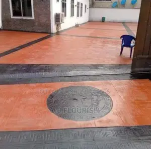 Black Orange Stamped Concrete
