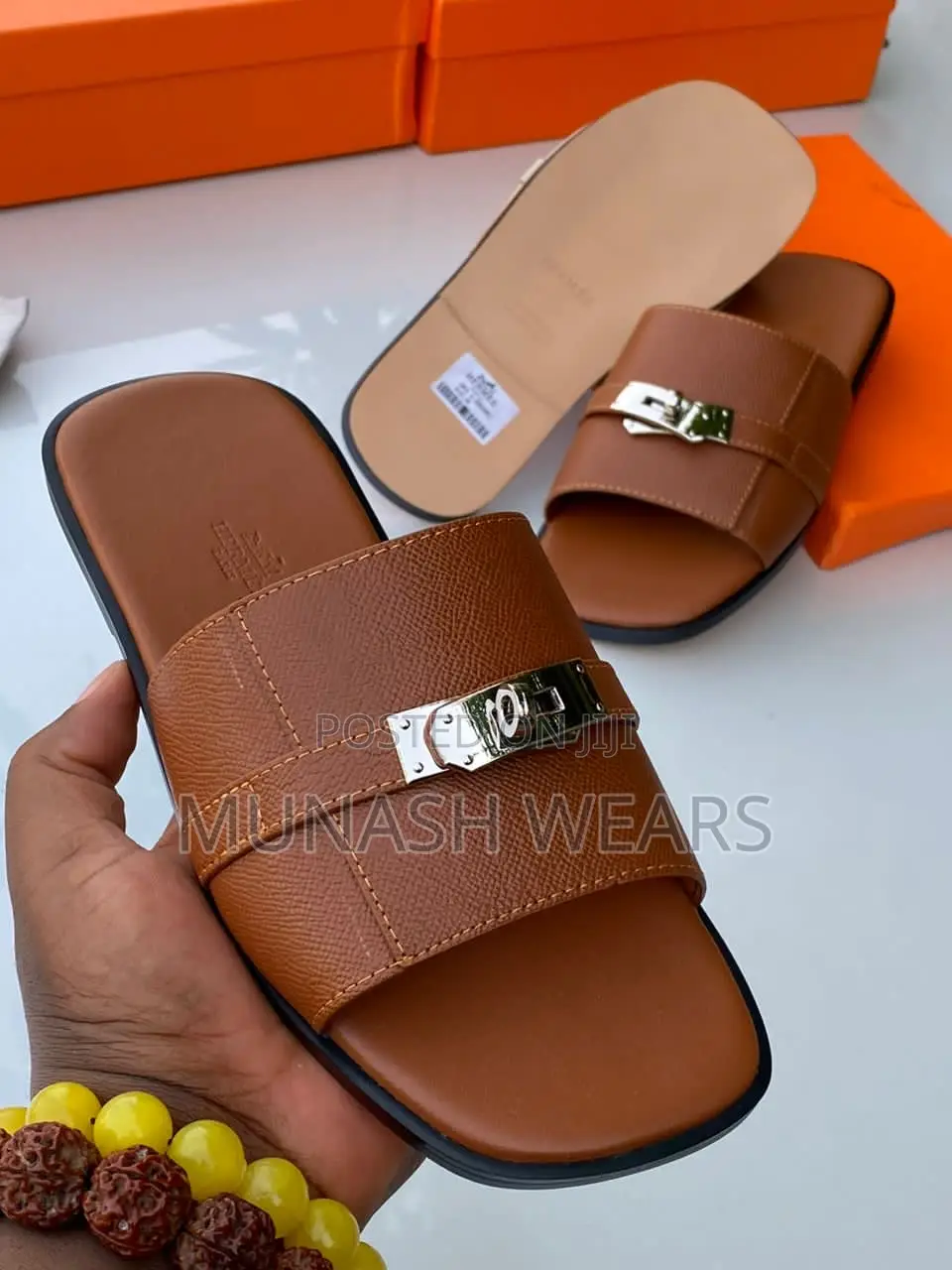 Original Leather Hermes Slipers