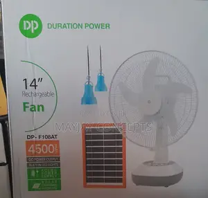 14" 3-in-1 DP Solar Rechargeable Fan-2bulbs Solar Panel