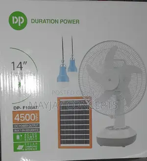 14" 3-in-1 DP Solar Rechargeable Fan-2bulbs Solar Panel