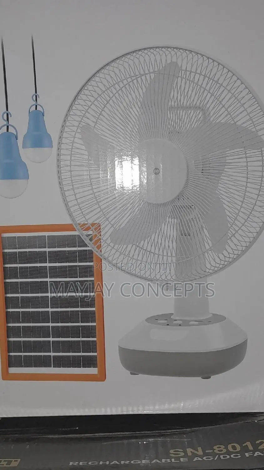 14" 3-in-1 DP Solar Rechargeable Fan-2bulbs Solar Panel