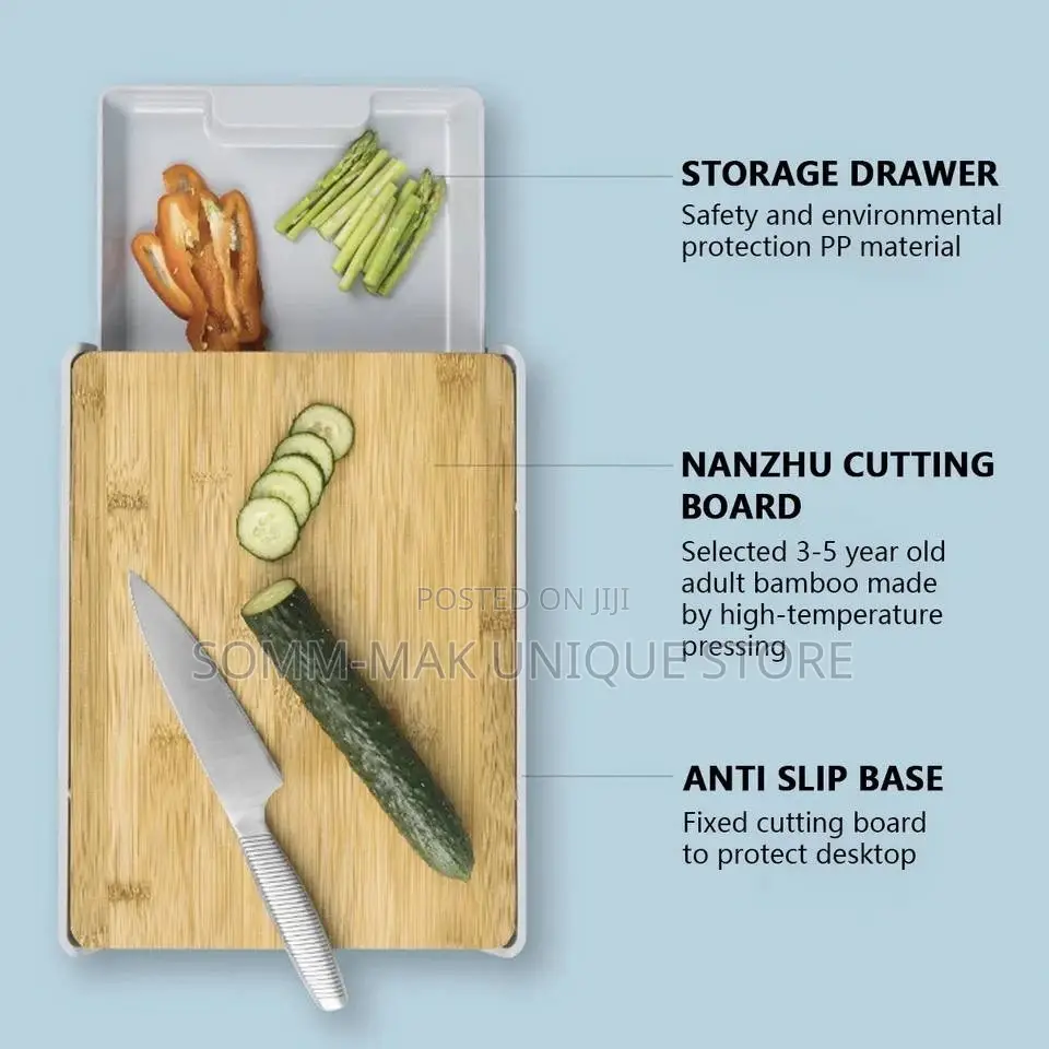 A S Bamboo Cutting Board Set With Container Tray Drawer