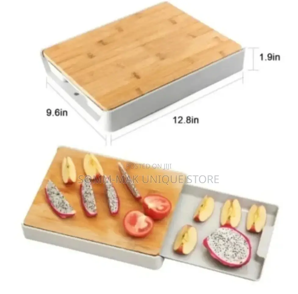 A S Bamboo Cutting Board Set With Container Tray Drawer