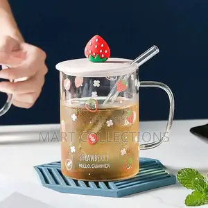 Fruit Straw Glass Cup Transparent Straw Handle Mug Office