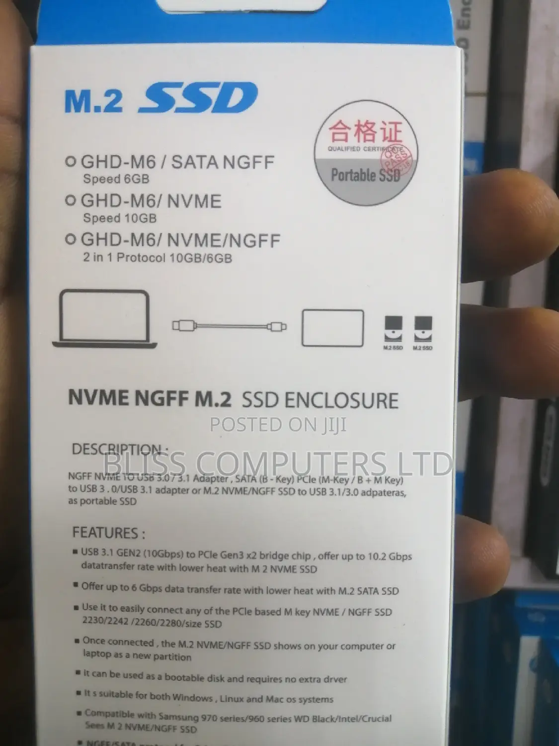 M. 2 SSD Encloure Adapter Reader