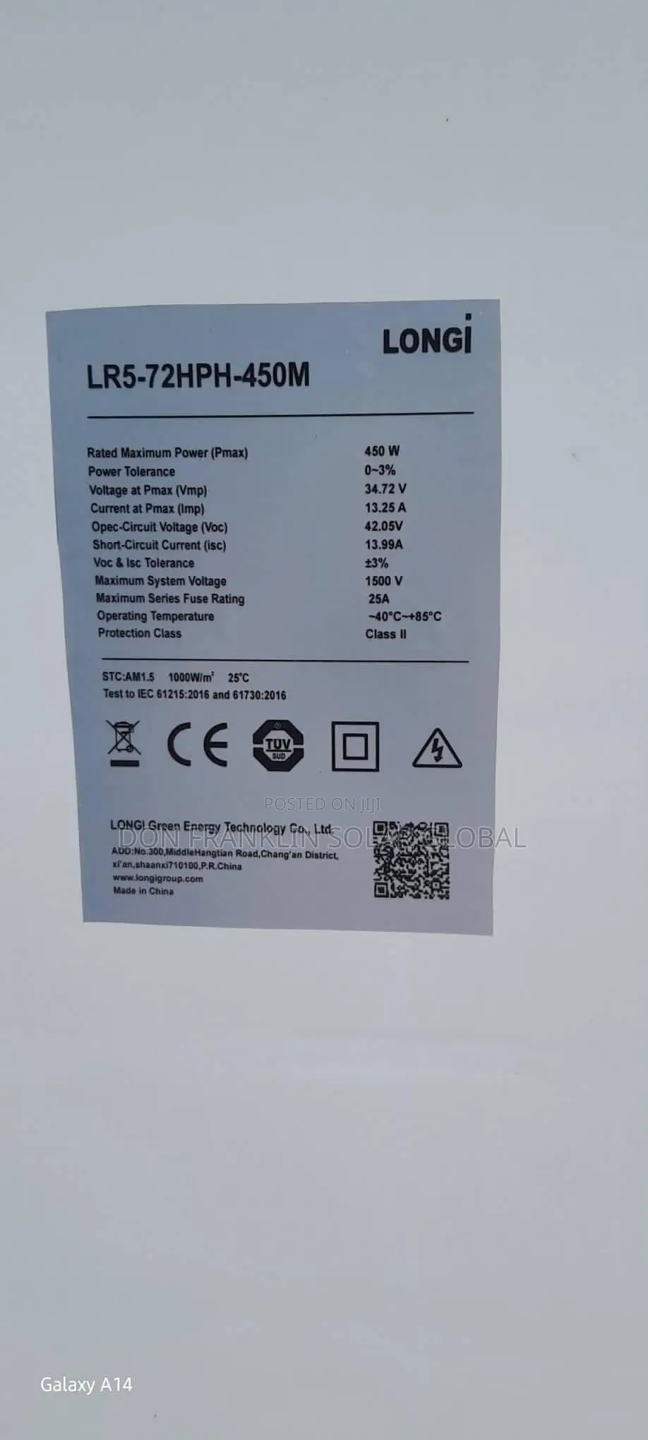 450watts Longi Mono Solar Panel