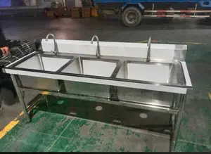 Commercial Kitchen Sink Double With Side and Under Shelf