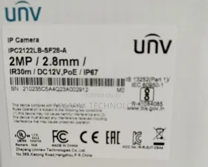 Unv 2mp Bullet IP Camera Ipc 2122lb