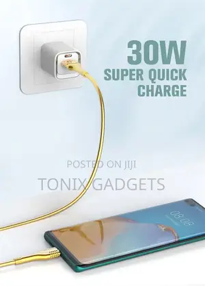 30W Gold Plated Fast Charging Data Cable - 1M